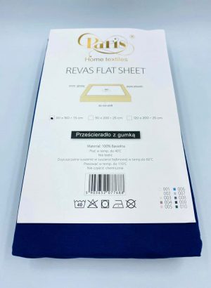 Bērnu kokvilnas palags ar gumiju Paris Home Textiles 80×160 cm (Tumši zils) - Image 2