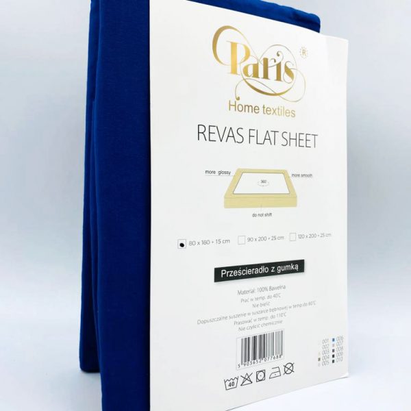 Bērnu kokvilnas palags ar gumiju Paris Home Textiles 80×160 cm (Tumši zils)