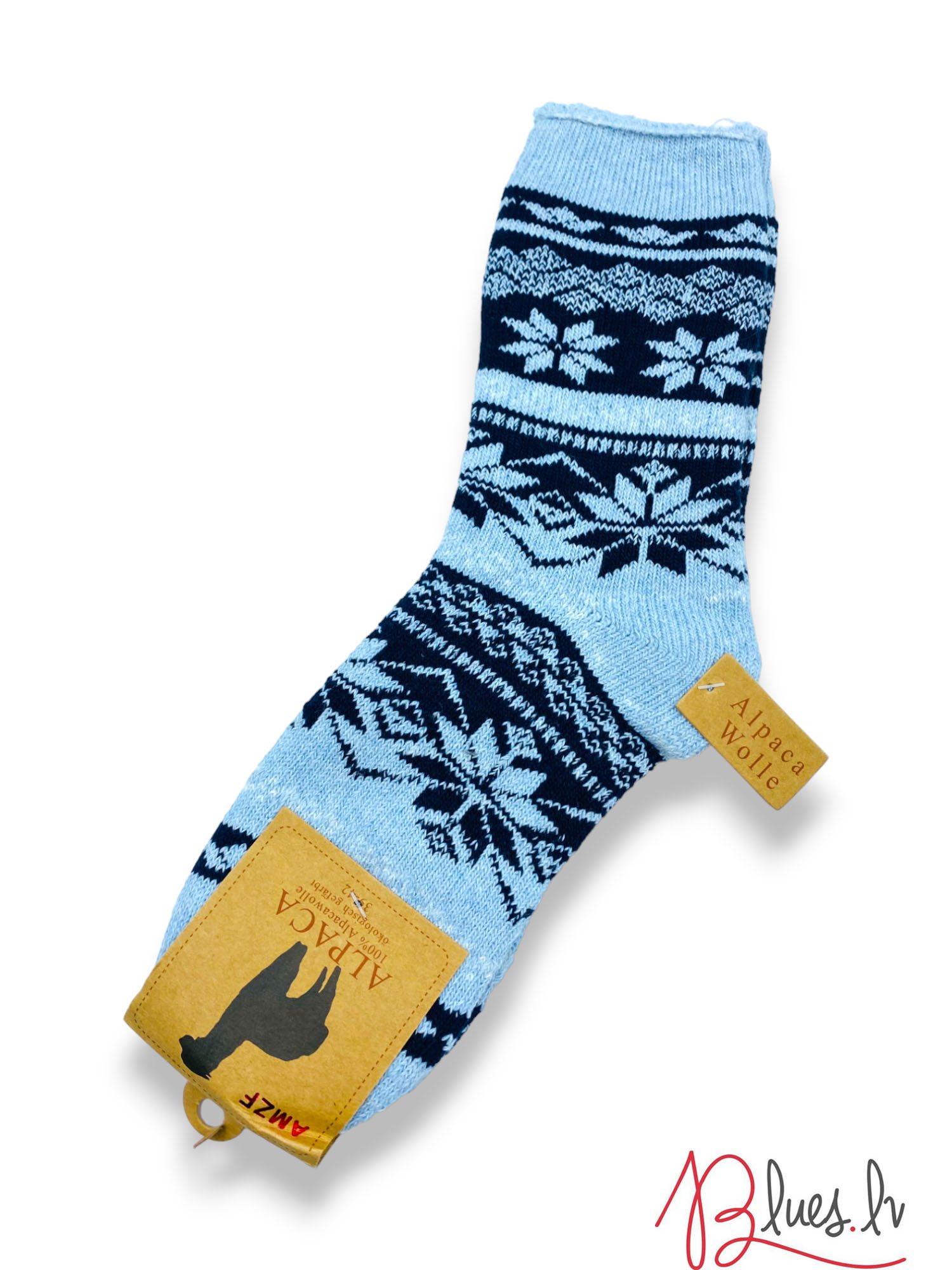 1026 Alpakas vilnas sieviešu zeķes (gaiši zilas) - Image 1