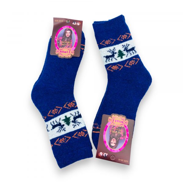 ANGORA Thermo siltas sieviešu zeķes no angoras vilnas (tumši zilas)