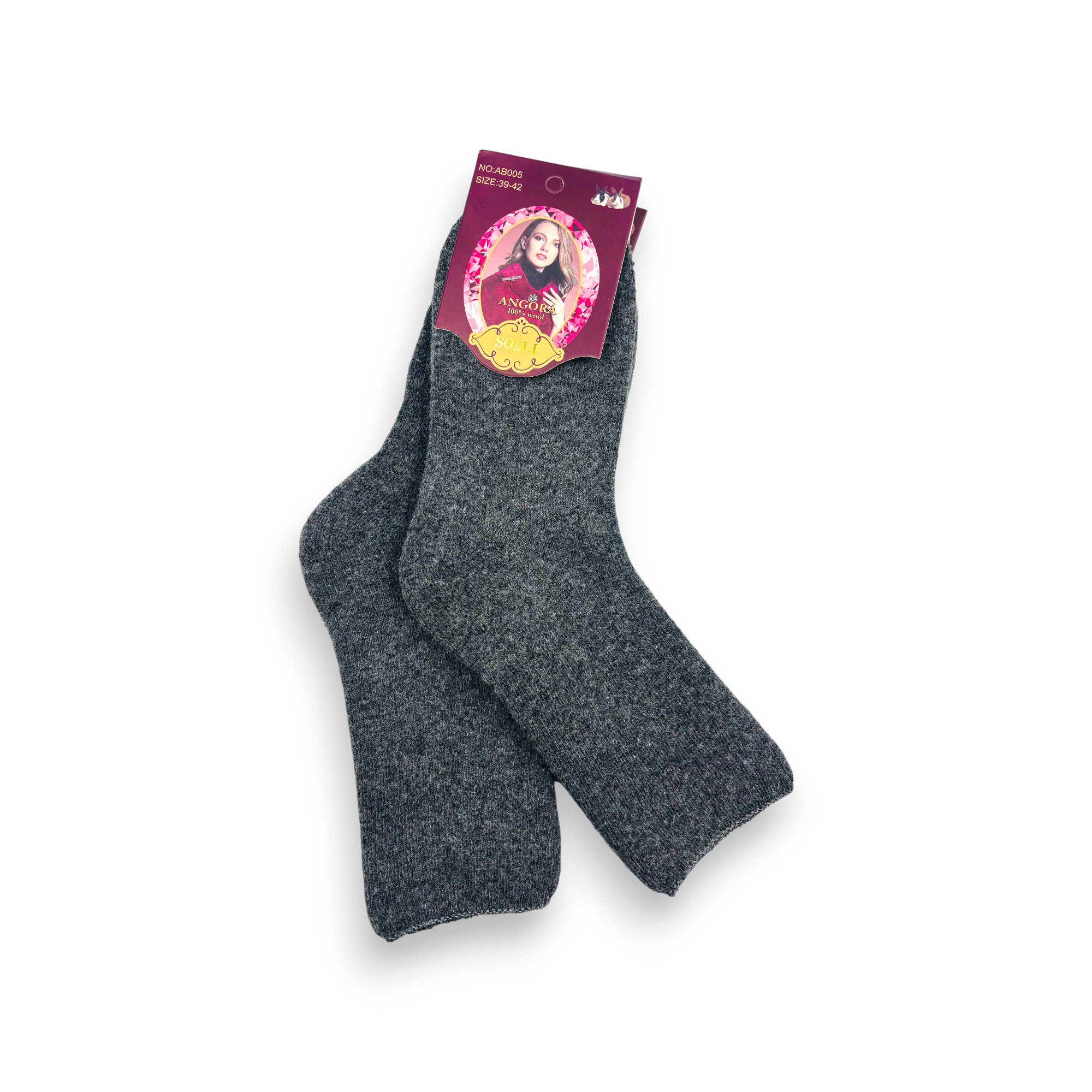 1131 ANGORA Thermo siltas sieviešu zeķes no angoras vilnas (pelēkas) - Image 1