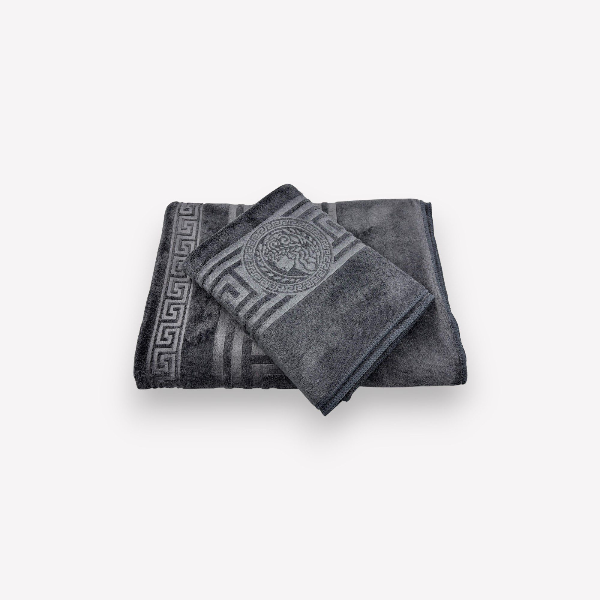 1784 -1 Luks klases vannas dvielis Versece Pelēks 70×140 cm (liela izmēra) - Image 1