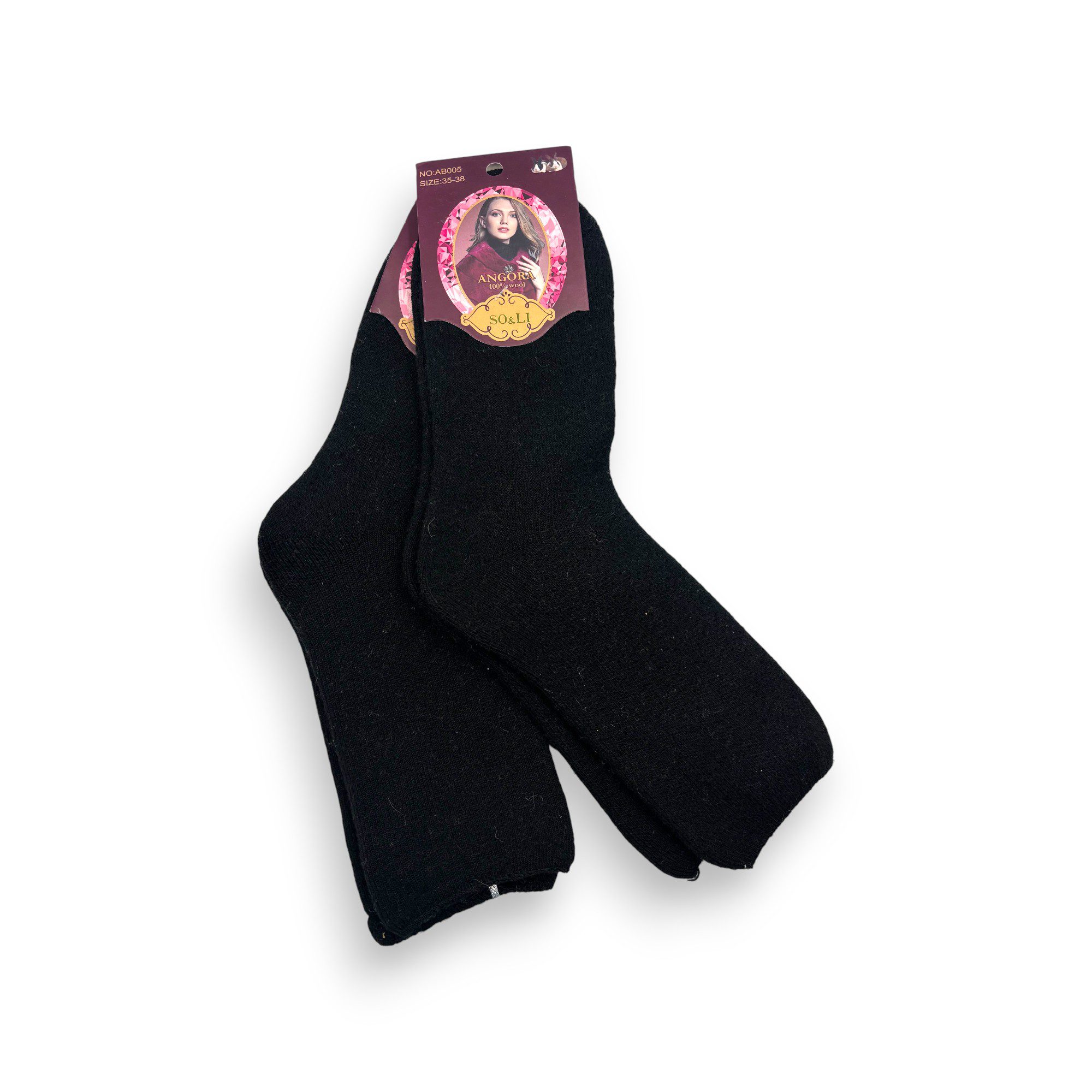 343 ANGORA Thermo siltas sieviešu zeķes no angoras vilnas (melnas) - Image 1