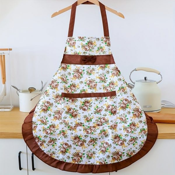 Priekšauts ar ziedu rakstu (brūns)