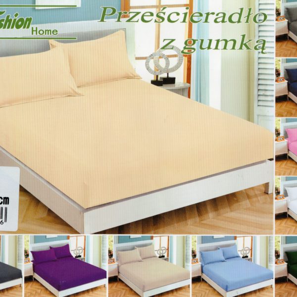 120x200 Palags ar gumiju Fashion Home Textiles / 100% kokvilna satīns (Bēšs)