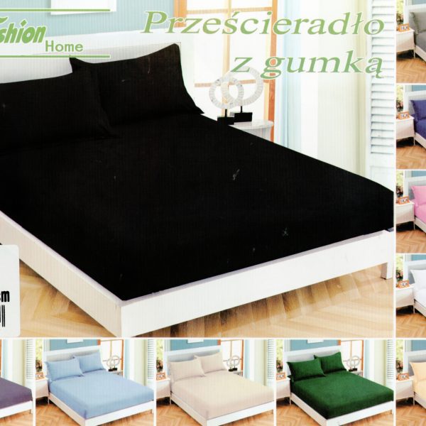 120x200 Palags ar gumiju Fashion Home Textiles / 100% kokvilna satīns (Melns)