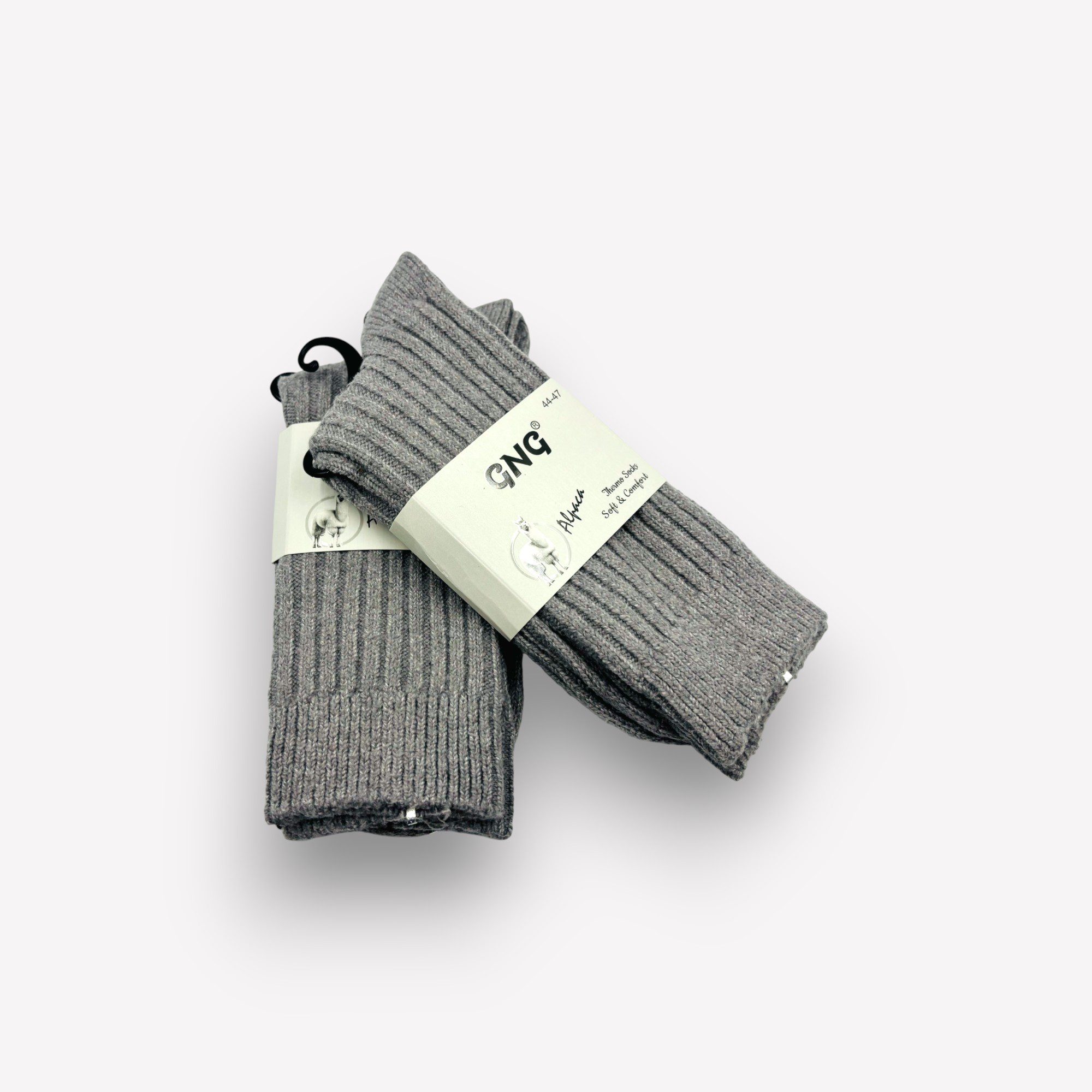 1398 -2 Alpakas vilnas vīriešu zeķes Alpaca Thermo (gaiši pelēkas) - Image 1