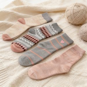Siltas sieviešu ziemas zeķes no kokvilnas ,vidēja garuma, 4 dizaini - Image 2