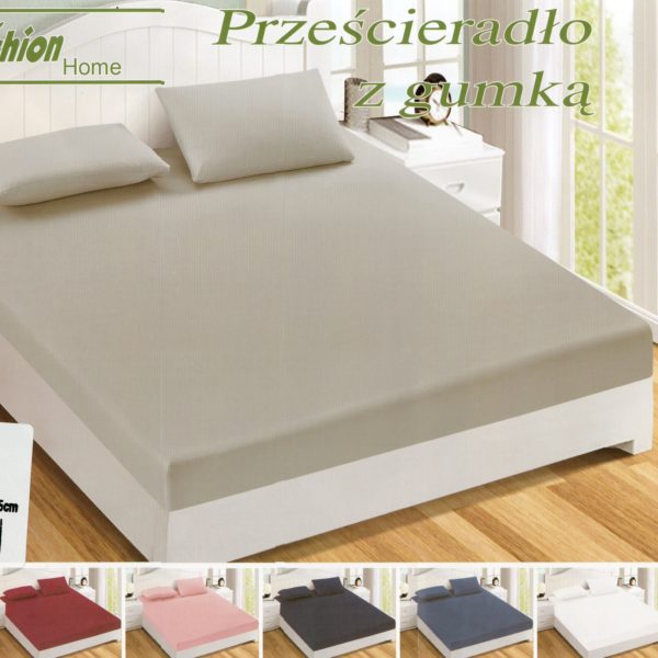 160×200 Palags ar gumiju by Fashion Home Textiles / 100% kokvilna satīns (Gaiši pelēks)