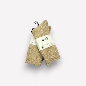 Alpakas vilnas vīriešu zeķes Alpaca Thermo (gaiši bēšas ar strīpām) - Image 2