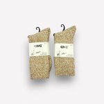 Alpakas vilnas vīriešu zeķes Alpaca Thermo (gaiši bēšas ar strīpām)