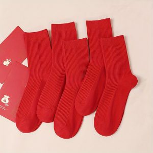 Kokvilnas zeķes – sarkanas, elpojošas, ikdienas komfortam - Image 4