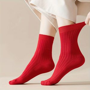 Kokvilnas zeķes – sarkanas, elpojošas, ikdienas komfortam