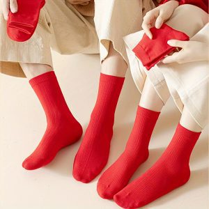 Kokvilnas zeķes – sarkanas, elpojošas, ikdienas komfortam - Image 5