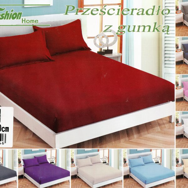 120x200 Palags ar gumiju Fashion Home Textiles / 100% kokvilna satīns (Bordo)