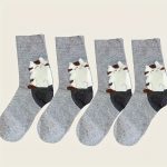 Kokvilnas siltas sieviešu zeķes ar kaķiem