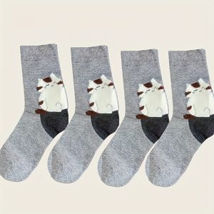 Kokvilnas siltas sieviešu zeķes ar kaķiem