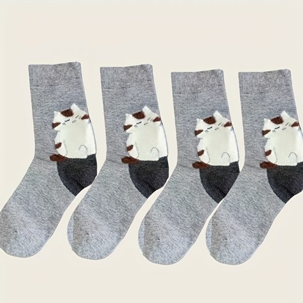 Kokvilnas siltas sieviešu zeķes ar kaķiem