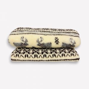 100% Merino aitas vilnas pleds no Eluna ar briežu rakstu,  160×200 cm - Image 3