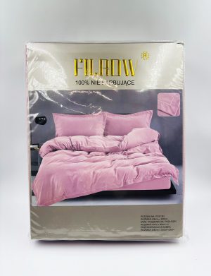 200×220 Luksusa satīna gultas veļas komplekts ar dekoratīvām mežģīnēm, palags ar gumiju (maigi rozs) - Image 2