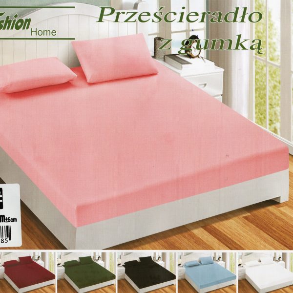 180×200 Palags ar gumiju - Fashion Home, 100% kokvilna satīns (rozs)