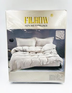 200×220 Luksusa satīna gultas veļas komplekts ar dekoratīvām mežģīnēm, palags ar gumiju (gaiši pelēks) - Image 2