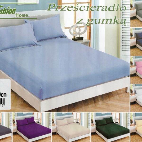 180×200 Palags ar gumiju - Fashion Home, 100% kokvilna satīns (gaiši zils)