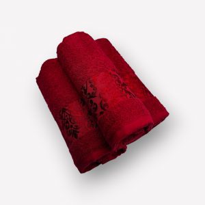 Premium vannas dvieļis vidējā lieluma Two Dolphins 50×90, Turcija (sarkans) - Image 3