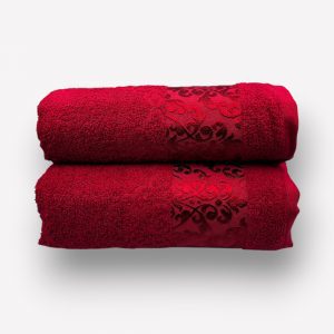 Premium vannas dvieļis vidējā lieluma Two Dolphins 50×90, Turcija (sarkans)