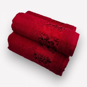 Premium vannas dvieļis vidējā lieluma Two Dolphins 50×90, Turcija (sarkans) - Image 2