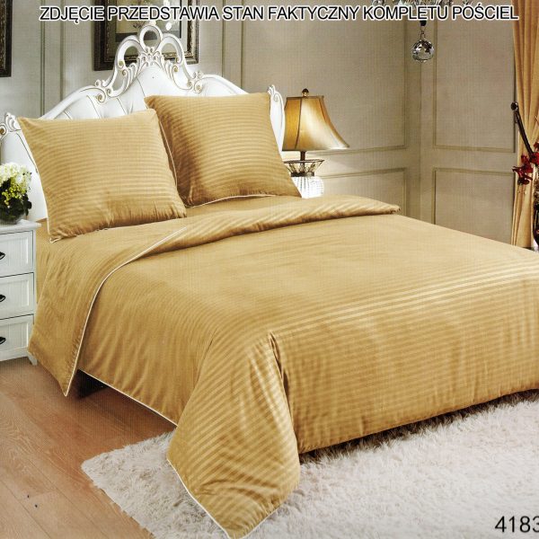 200×220 Premium kvalitātes vienkrasainā gultas veļa LUNA HOME ar palagu– viesnīcu stila elegance, zeltā krāsā