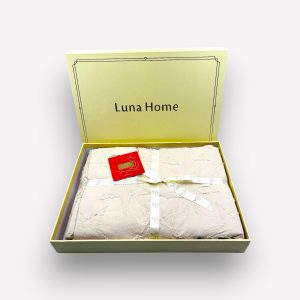 200×220 Premium gultas veļa ar palagu Luna Home dāvanu kastē, kokvilna satīns (gaiši bēšs)