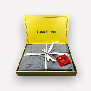 200×220 Premium gultas veļa ar palagu Luna Home dāvanu kastē, kokvilna satīns (gaiši pelēks)
