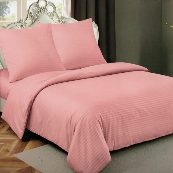 200×220 Premium kvalitātes vienkrasainā gultas veļa LUNA HOME ar palagu– viesnīcu stila elegance, rozā krāsā