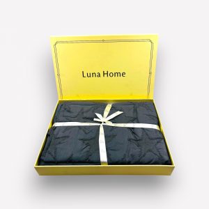 200×220 Premium gultas veļa ar palagu Luna Home dāvanu kastē, kokvilna satīns (tumši pelēks) - Image 2