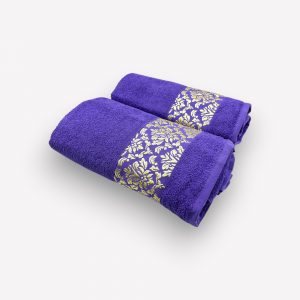 Premium vannas dvieļu komplekts Two Dolphins gaiši violets / 50×90 un 70×140 cm, dāvanu kastē - Image 2