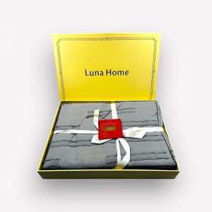 200×220 Premium gultas veļa ar palagu Luna Home dāvanu kastē, kokvilna satīns (gaiši pelēks)