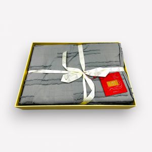 200×220 Premium gultas veļa ar palagu Luna Home dāvanu kastē, kokvilna satīns (gaiši pelēks) - Image 2