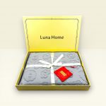 200×220 Premium gultas veļa ar palagu Luna Home dāvanu kastē, kokvilna satīns (pelēks)