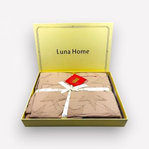 200×220 Premium gultas veļa ar palagu Luna Home dāvanu kastē, kokvilna satīns (bēšs)