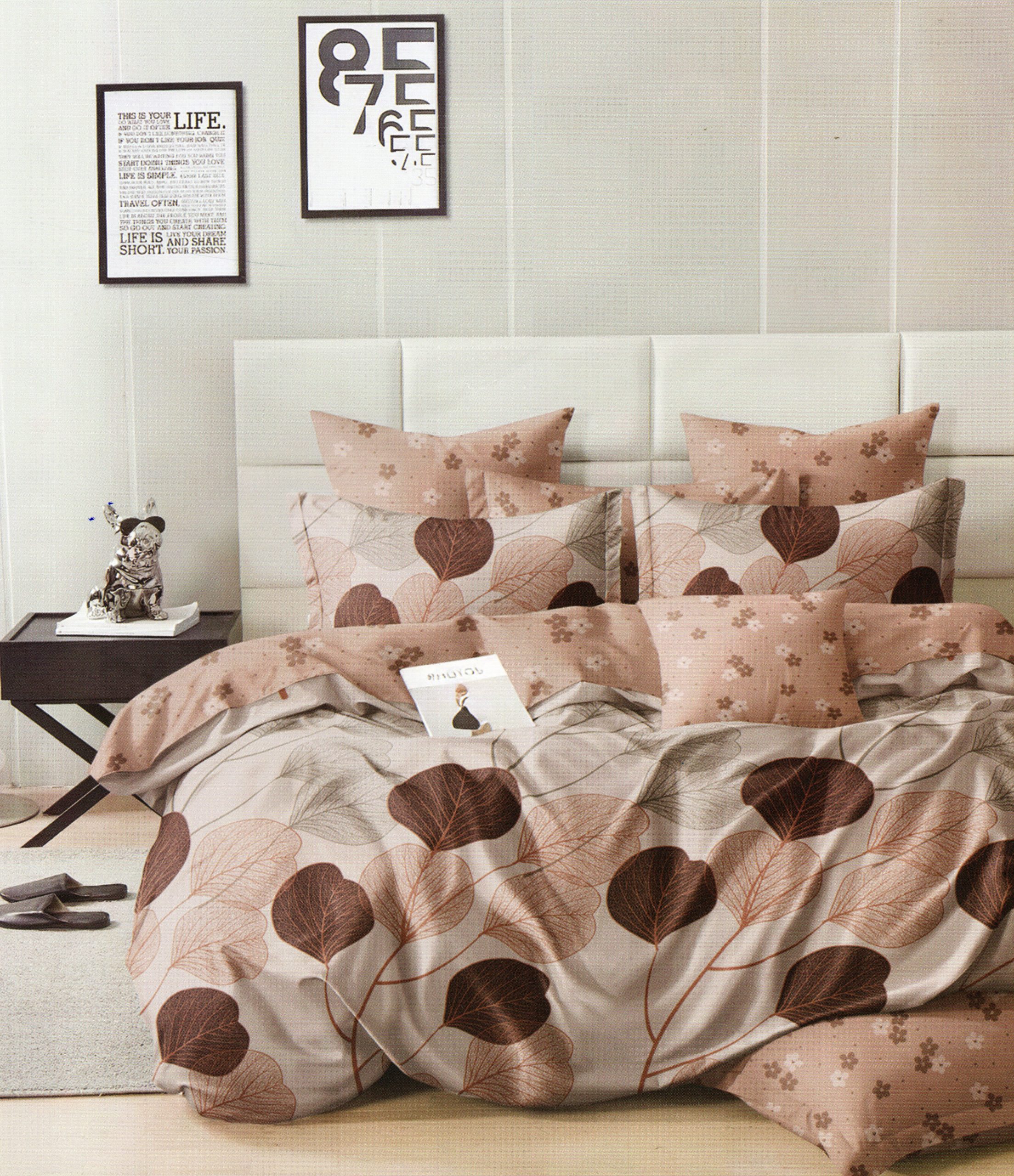 1304 160×200 Gultas veļas komplekts Luna Home ar palagu, 100% kokvilna satīns - Image 1