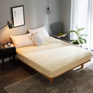 Palags ar gumiju Cotton World 160×200 +25 cm 100% kokvilna Premium kvalitāte/ šampanieša