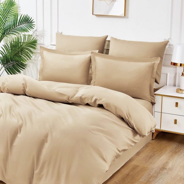 220×230 cm Premium kvalitātes vienkrāsainais palags LUNA HOME –  bēšā krāsā