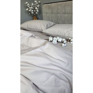 160×200 cm Vienkrāsains palags bez gumijas Milano Comfort Satin (gaiši pelēks) - Image 3
