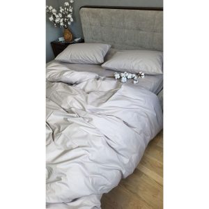 160×200 cm Vienkrāsains palags bez gumijas Milano Comfort Satin (gaiši pelēks) - Image 4