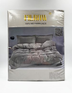 160×200 Premium kokvilnas satīna gultas veļa ar mežģīnēm un palagu ar gumiju – Filow (Taupe pelēks) - Image 2