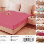 160×200 Palags ar gumiju Cotton World – 100% kokvilna satīns (Rozs)