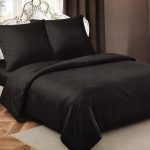 200×220 Premium kvalitātes vienkrasainā gultas veļa LUNA HOME ar palagu– viesnīcu stila elegance, melnā krāsā