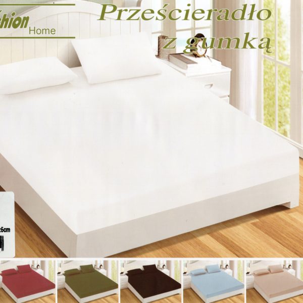 200×220 Palags ar gumiju by Fashion Home / 100% kokvilna satīns (Balts)