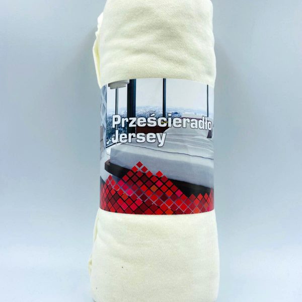 100×200 Palags ar gumiju Jersey - 100% kokvilna (Gaišais krēms)